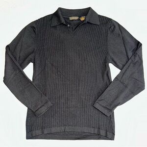 Metropolitan Lord & Taylor Black Italian Merino Wool Polo Sweater Men M